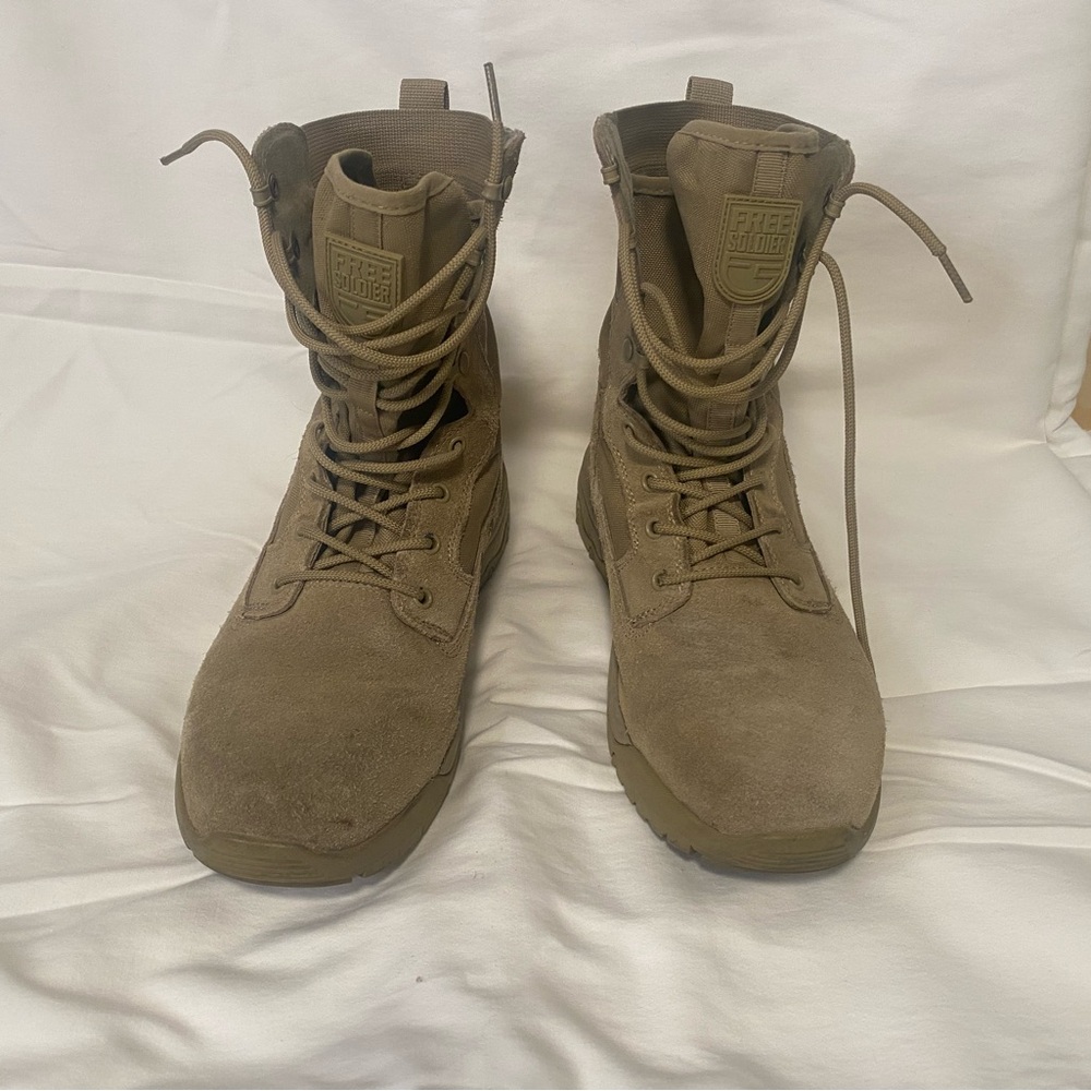 Tan High-Top Combat Boots with Lace-Up Design